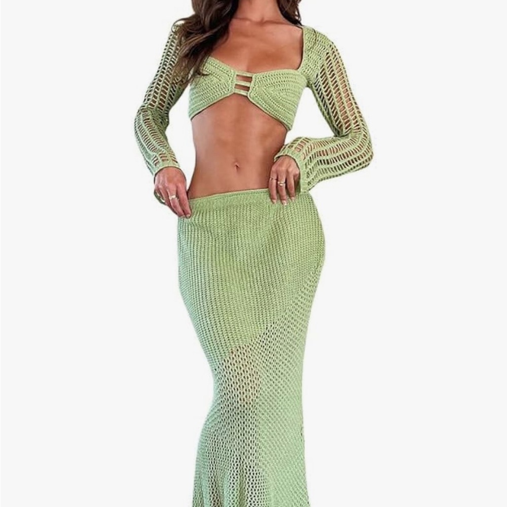 Green Knit Two-Piece Set